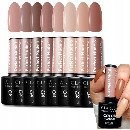  CLARESA PERFECT NUDE 1-8 HYBRID NAGELLACK-SET GANZE KOLLEKTION BEIGE BRAUN