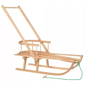    GROßER SCHLITTEN AUS MASSIVEM HOLZ MIT GRIFF UND RÜCKENLEHNE AUS BUCHENHOLZ