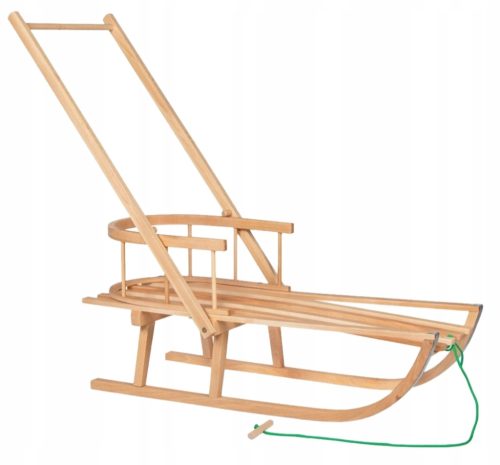 GROßER SCHLITTEN AUS MASSIVEM HOLZ MIT GRIFF UND RÜCKENLEHNE AUS BUCHENHOLZ