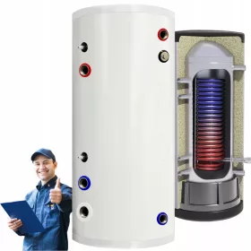    Warmwasserspeicher, Edelstahlkessel, 200 l, Pufferspeicher mit Spule 2,8 m^2