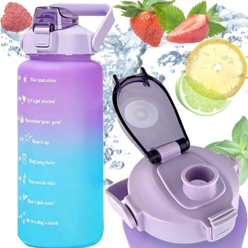  MOTIVATIONSFLASCHE WASSERFLASCHE MIT STROHHALMHANG MIT MEßGRIFF 2000 ml 2 l