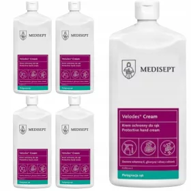   Medisept Velodes Cream Handcreme - Feuchtigkeitsspendend und Regenerierend, 5 x 500ml Set