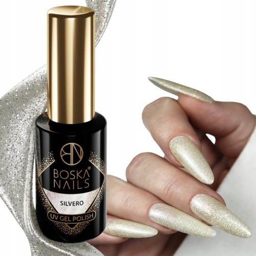  Boska Nails 491 Silvero Hybrid-Lack, 6 ml, silberner holografischer Lack