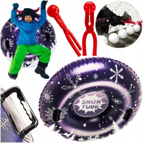   Aufgeblasener Schneeschlitten, Rutsche, Gleitrad + Schnee-Match