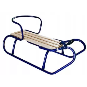    TRADITIONELLER KLASSISCHER METALLSCHLITTEN FÜR KINDER, KINDERRÜCKENLEHNE AUS HOLZ