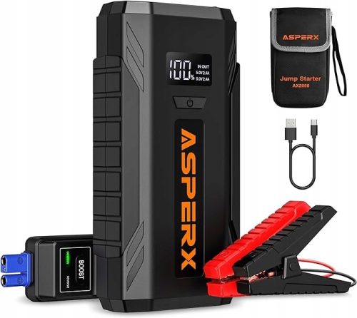  ASPERX Start-Powerbank 2000 A, Spitzenleistung, 12 V-Booster, Starthilfe