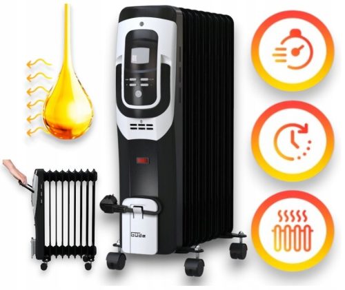  ELEKTRISCHE ÖLHEIZUNG 2000 W SCHWARZES LCD-GUDE ODER 2000-9 DT AUF RÄDERN