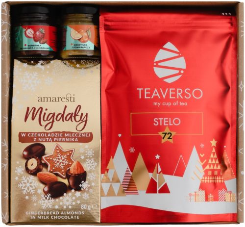  WEIHNACHTSGESCHENKKORB-SET FÜR EIN GESCHENK, TEE, GETROCKNETE FRÜCHTE, MARMELADE