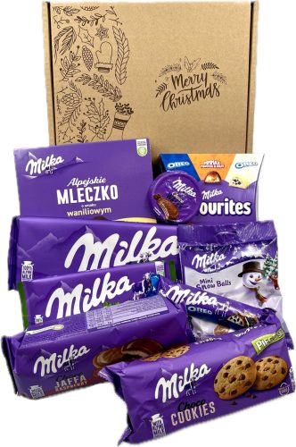  Weihnachtskorb mit Milka-Süßigkeiten, ein Geschenk zum Nikolaustag