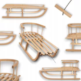    TRADITIONELLER HOLZSCHLITTEN, SOLIDE UND LANGLEBIG, ABNEHMBARE RÜCKENLEHNE