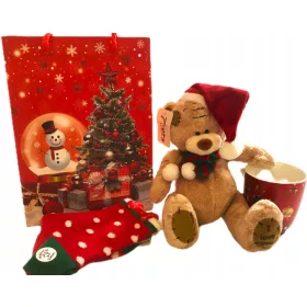    Geschenk für den Nikolaustag und Weihnachten. BOX, Tasse, Socken, Plüschtier