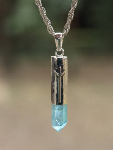  AQUA AURA ORGINALER RUNE ALGIZ SILBERANHÄNGER.