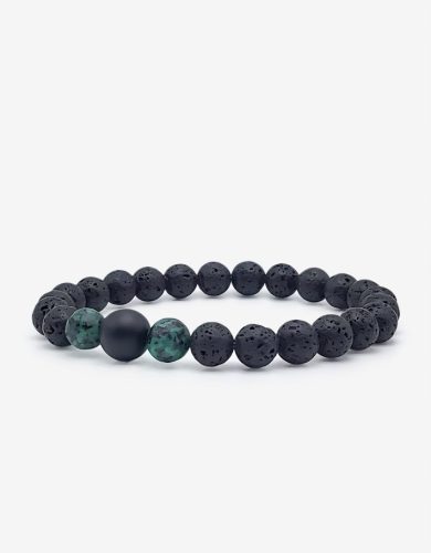  Einzigartiges Armband aus Natursteinen: Lava, Jaspis, schwarzer Onyx