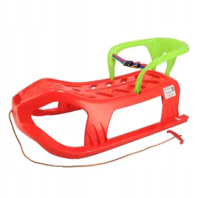    Baby Mix SNOW STAR roter Kunststoffschlitten mit Rückenlehne