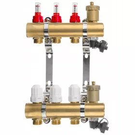    Verteiler für Fußbodenheizung, 3-2x Ventil, 2x Entlüftung.