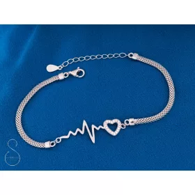    SILBERARMBAND LIFE LINE HERZ ZIRKONIUM RHODIUMBESCHICHTET ALS GESCHENK