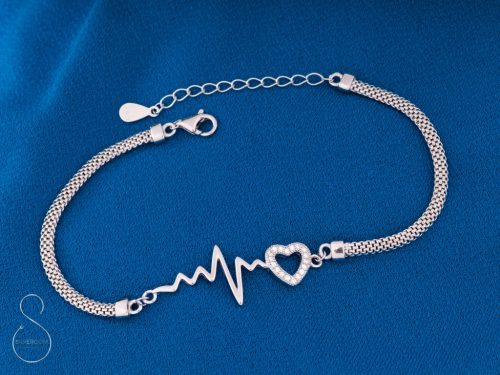  SILBERARMBAND LIFE LINE HERZ ZIRKONIUM RHODIUMBESCHICHTET ALS GESCHENK