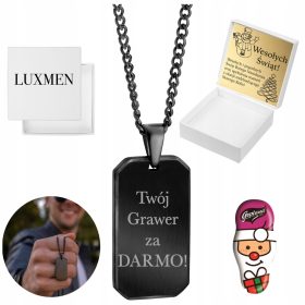    Schwarze Herren-Erkennungsmarke mit Gravur, Panzerkette aus Stahl, als Geschenk