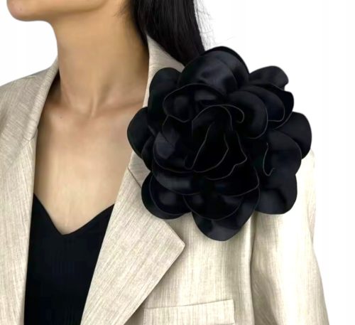  Große Brosche BLUME BLUME SCHWARZ SCHWARZ SATIN ROSE BLUME PIN 20cm