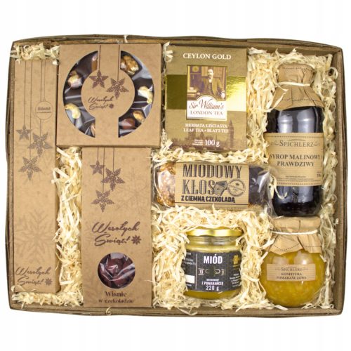  Weihnachtsgroßer Geschenkkorb – Pflaumen, Schokolade, Honig, Sirup, Marmelade