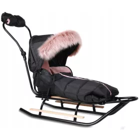    DELUX-Schlitten mit Vollausstattung + Gratis-Muff - Schwarz, Pink