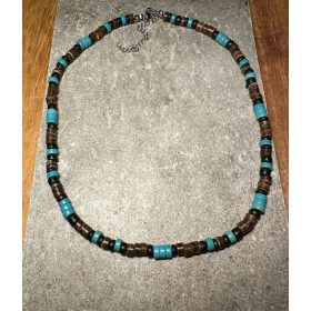  Handgefertigte Herrenhalskette Kokosnuss-Türkis