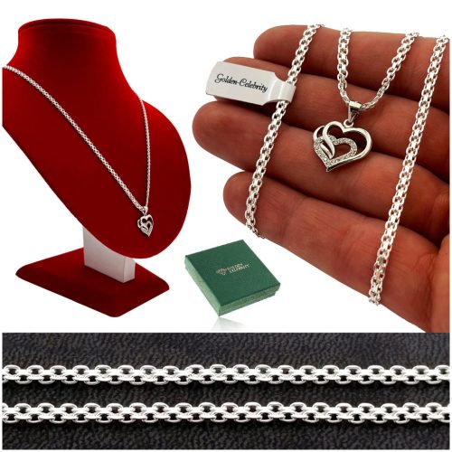  DAMEN-SILBER-HERZ-HALSKETTE-SCHMUCK FÜR WEIHNACHTEN NICHOLAS UNTER DEM WEIHNACHTSBAUM