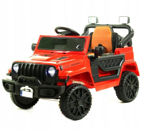  JEEP GELÄNDEWAGEN MIT BATTERIE 4X4 LEDER USB SOUND + ROTE FERNBEDIENUNG