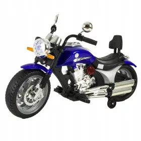    Batteriebetriebener Motorrad-Chopper für Kinder, Trike, Lichter, Musik, MOTO-L-9-BLUE