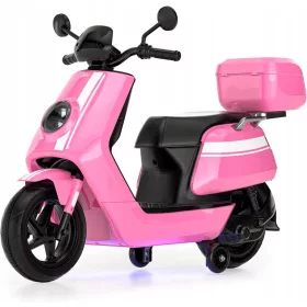    ELEKTRO-MOTORRAD-SCOOTER FÜR KINDER, LICHTER, HUPE, BATTERIE, ROSA