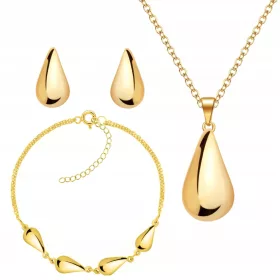  GOLDSCHMUCKSET TROPFEN SILBER 925 VERGOLDET