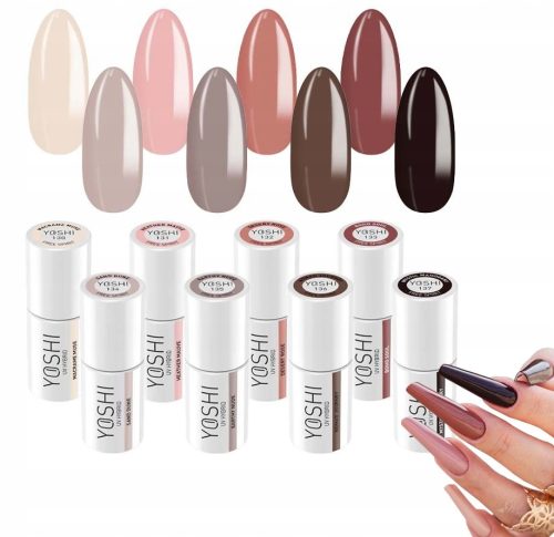  YOSHI HYBRID NAGELLACK-SET GESAMTE KOLLEKTION FREE SPIRIT BROWN NUDE 8-tlg
