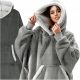  Warmes Sweatshirt, übergroßes Decken-Sweatshirt, 2-in-1-Decke, XXL, graues Fell-Sweatshirt
