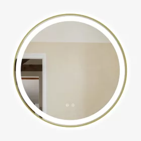  LED-Lichtspiegel 70 cm rund J126 mit Goldrahmen