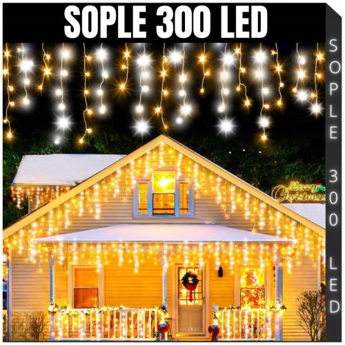  Lichtervorhang Weihnachtsbeleuchtung Eiszapfen LED 300 warmgelb 201 - 300 Lichter