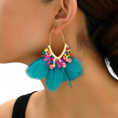  Boho Ohrringe Blaue Blumen Blumen 84mm