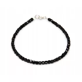   Natürliches SCHWARZES TURMALIN-Armband mit facettierten Würfeln, 3 mm
