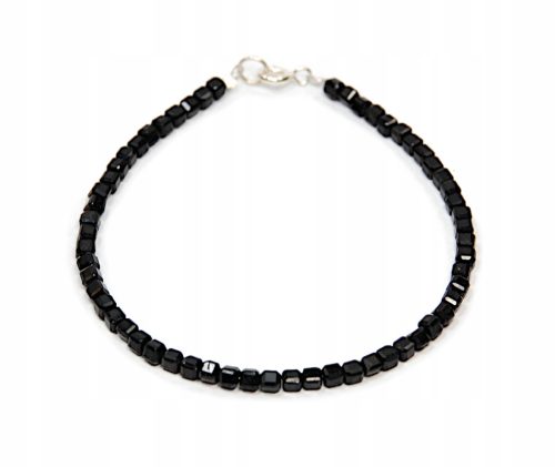  Natürliches SCHWARZES TURMALIN-Armband mit facettierten Würfeln, 3 mm