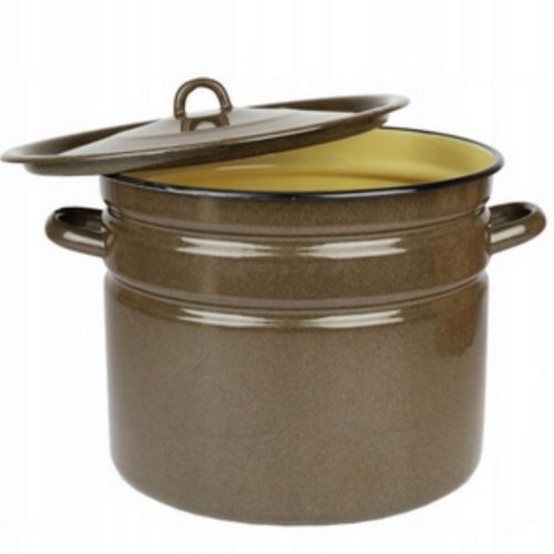 Robuster 40l Emaille-Topf in Braun mit Deckel für große Gerichte