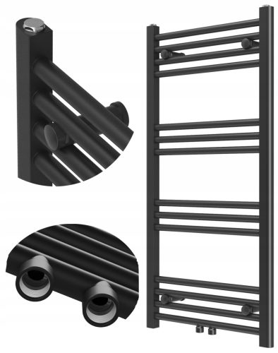  BADEZIMMERHEIZKÖRPER MODERNER LEITERHEIZKÖRPER SCHWARZ 100x50 cm RABE