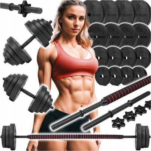  LANGHANTEL-SET 2 IN 1 DUMBS 40KG FITNESS CHANCE SOLIDES HEIMTRAINING