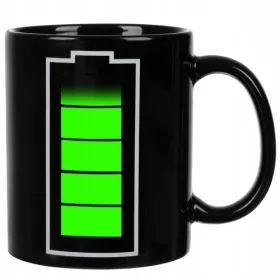    Becher Batterie Magic Geschenk groß für Kaffee schwarz Farbwechsel 330 ml