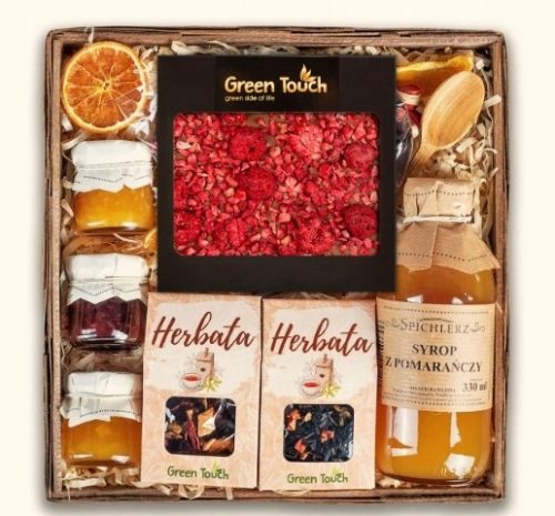  GROSSES ECO-GESCHENKKORB-SET MIT TEE, PROCESSINGS UND SCHOKOLADE