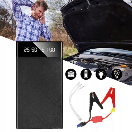  12V TRAGBARER ERSATZSTARTER FÜR AUTO, USB-LADEGERÄT, LED-TASCHENLAMPE