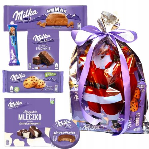  Großes Geschenkpaket Weihnachtsmann mit Milka-Süßigkeiten