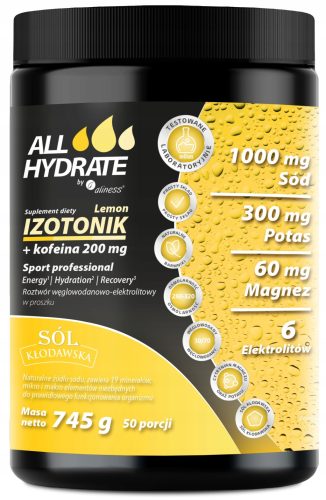 AllHydrate Sport Professional Lemon - Elektrolytgetränk mit Koffein, 745 g