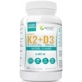 Wish Vitamin K2 MK-7 + D3 2000IU in MCT-Öl, 120 Kapseln