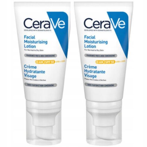 CeraVe Feuchtigkeitscreme für das Gesicht SPF 50, 52ml Doppelpack