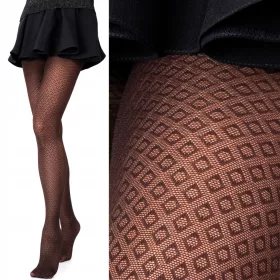    Fenome gemusterte Strumpfhose LULU123 40den schwarz Nero Größe 3/4