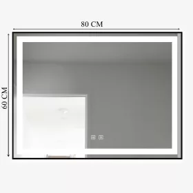    LED-Leuchtspiegel 80x60 cm rechteckig J11 in schwarzem Rahmen